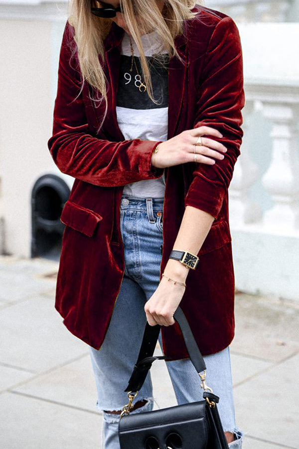 Celly Velvet Blazer – Luxurious Textured Statement Streetwear