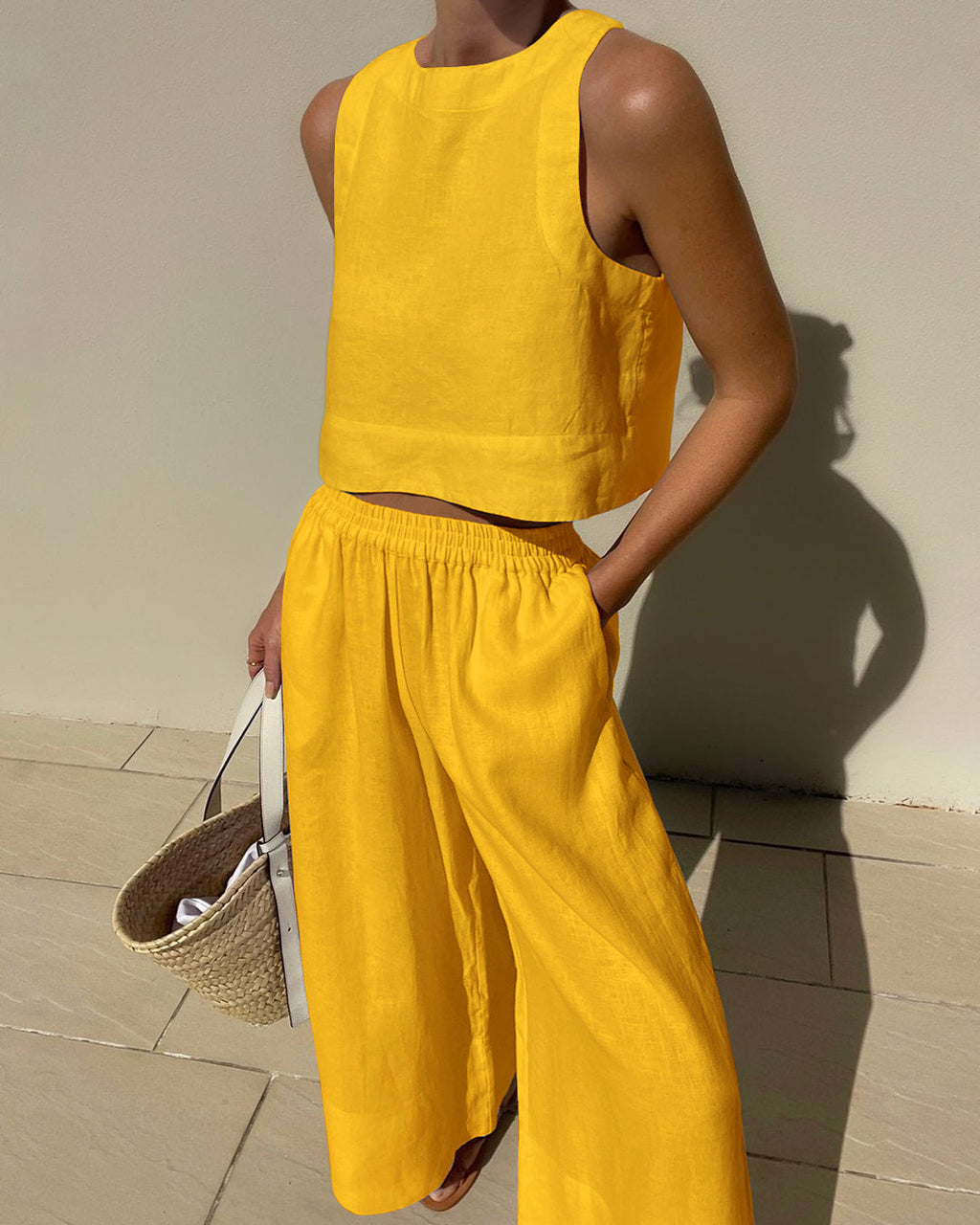 Elara Sleeveless Cotton Two-Piece Set Elegant Minimal Summer Outfit