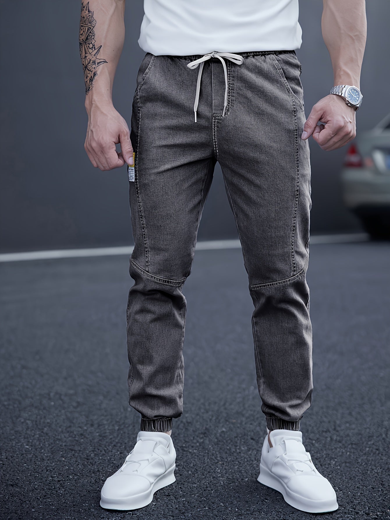 Brent Men's Tapered Cargo Joggers – Elastic Waist with Side Pockets