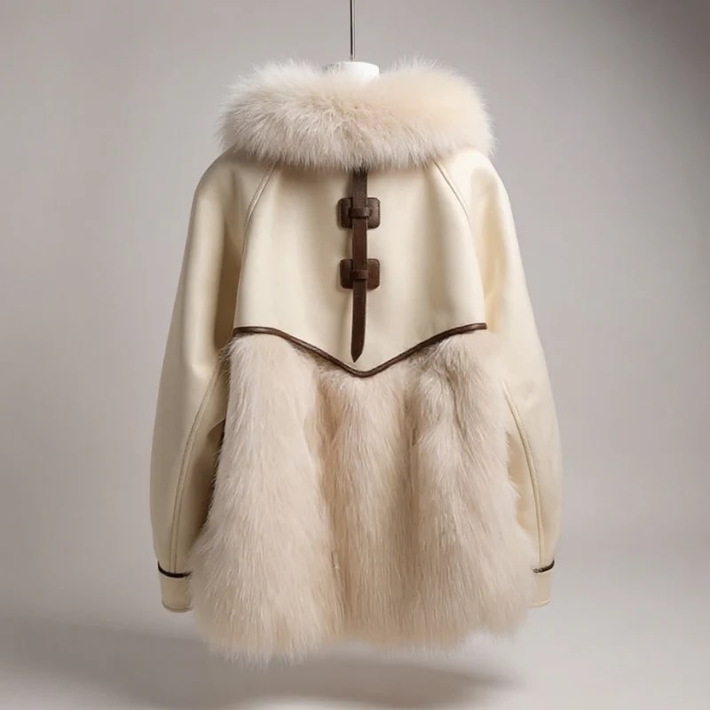 Almana Women's Luxurious Plush Fur Winter Coat with Toggle Closure