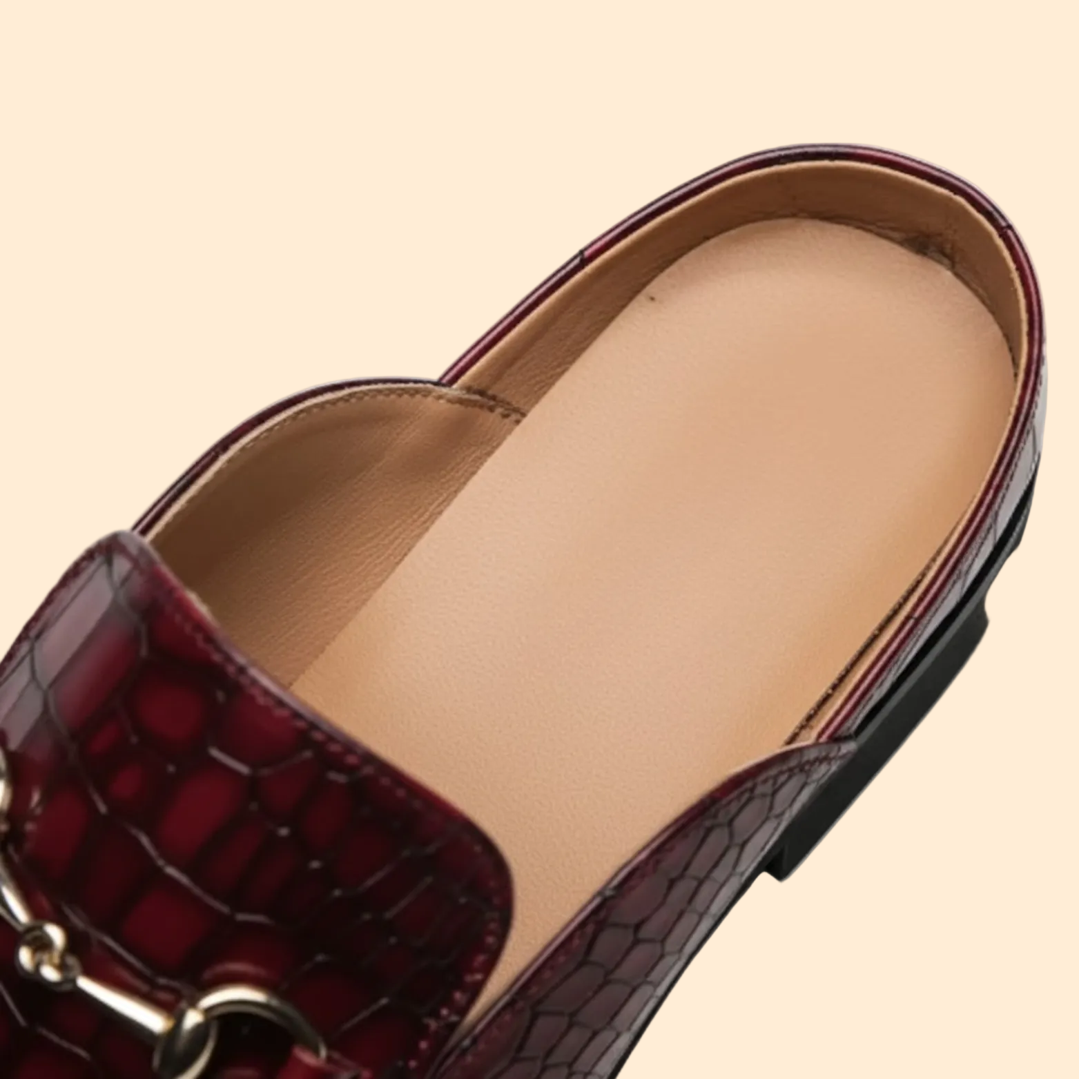 Marcello Croc Embossed Leather Mule – Metal Bit Slip-On Backless Loafers
