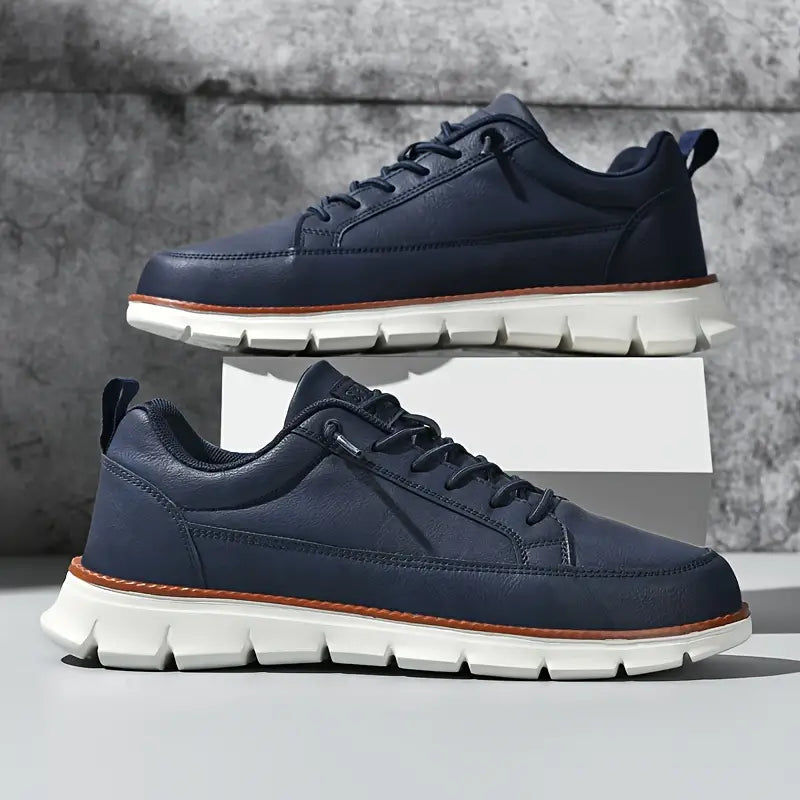 Gavin Men's Leather Sneakers – Enhanced Comfort with Cushioned Support & Flexible Sole