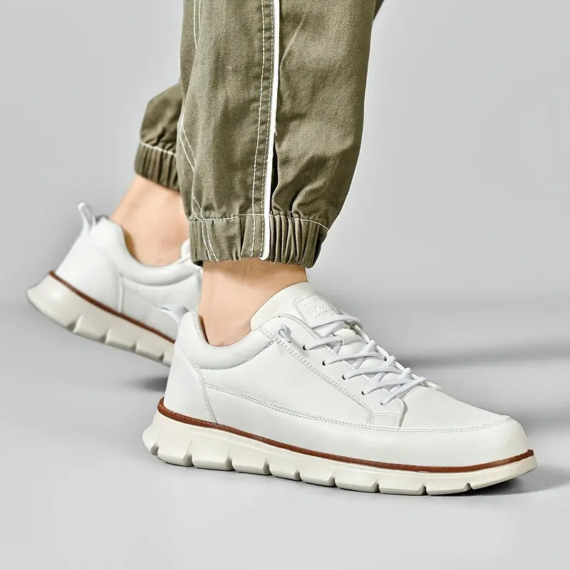 Gavin Men's Leather Sneakers – Enhanced Comfort with Cushioned Support & Flexible Sole
