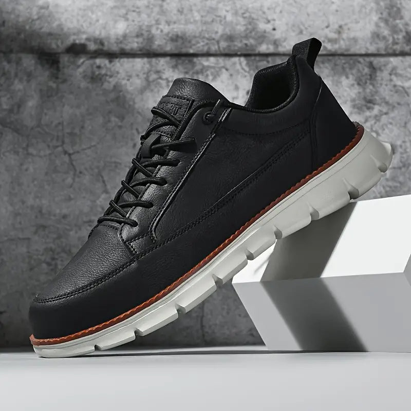 Gavin Men's Leather Sneakers – Enhanced Comfort with Cushioned Support & Flexible Sole