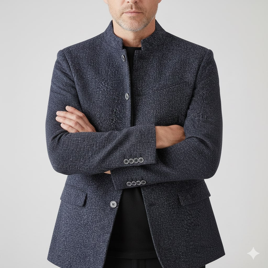 Evander Men's Slim Fit Wool-Blend Stand Collar Lightweight Jacket ...