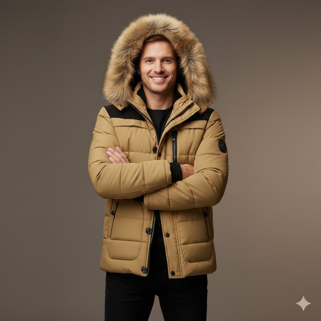 Harlan Men's Winter Coat – Hooded Jacket with Thick Fleece Lining and Cotton Shell