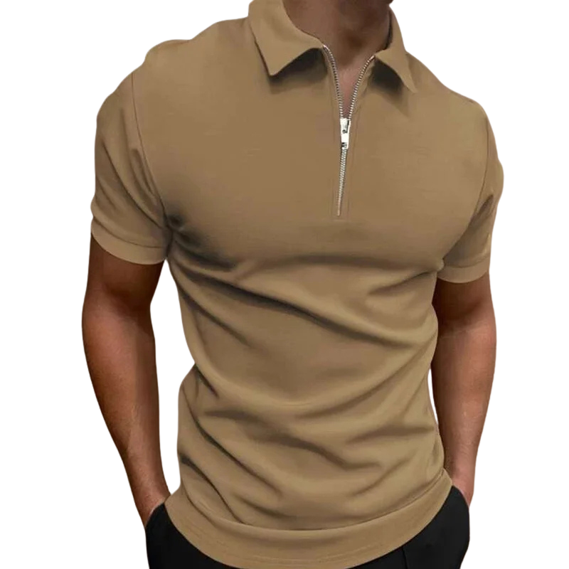 Dario Slim-Fit Knit Polo with Contemporary Mid-Zip Design