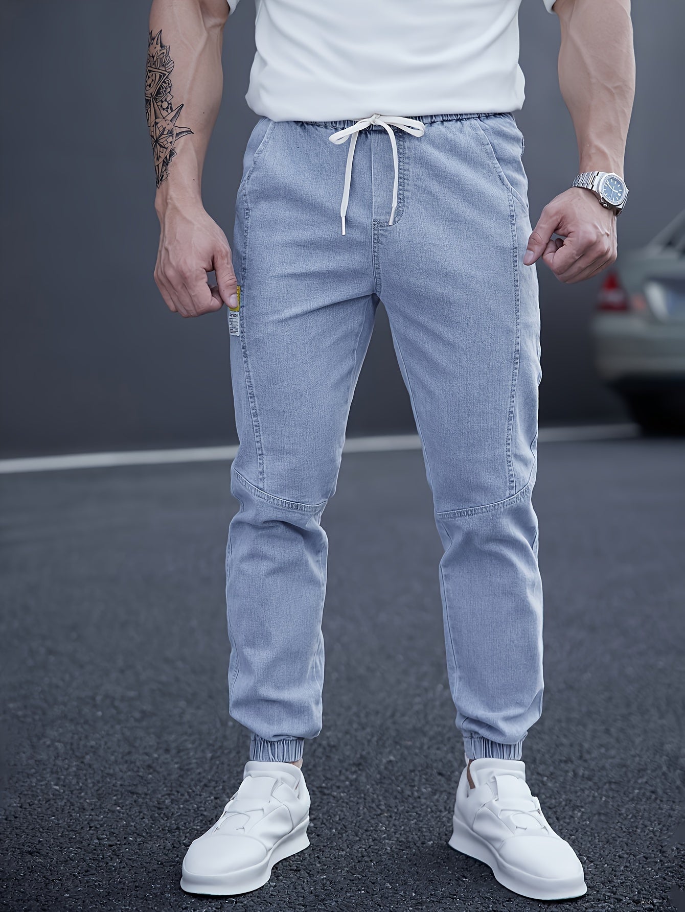 Brent Men's Tapered Cargo Joggers – Elastic Waist with Side Pockets