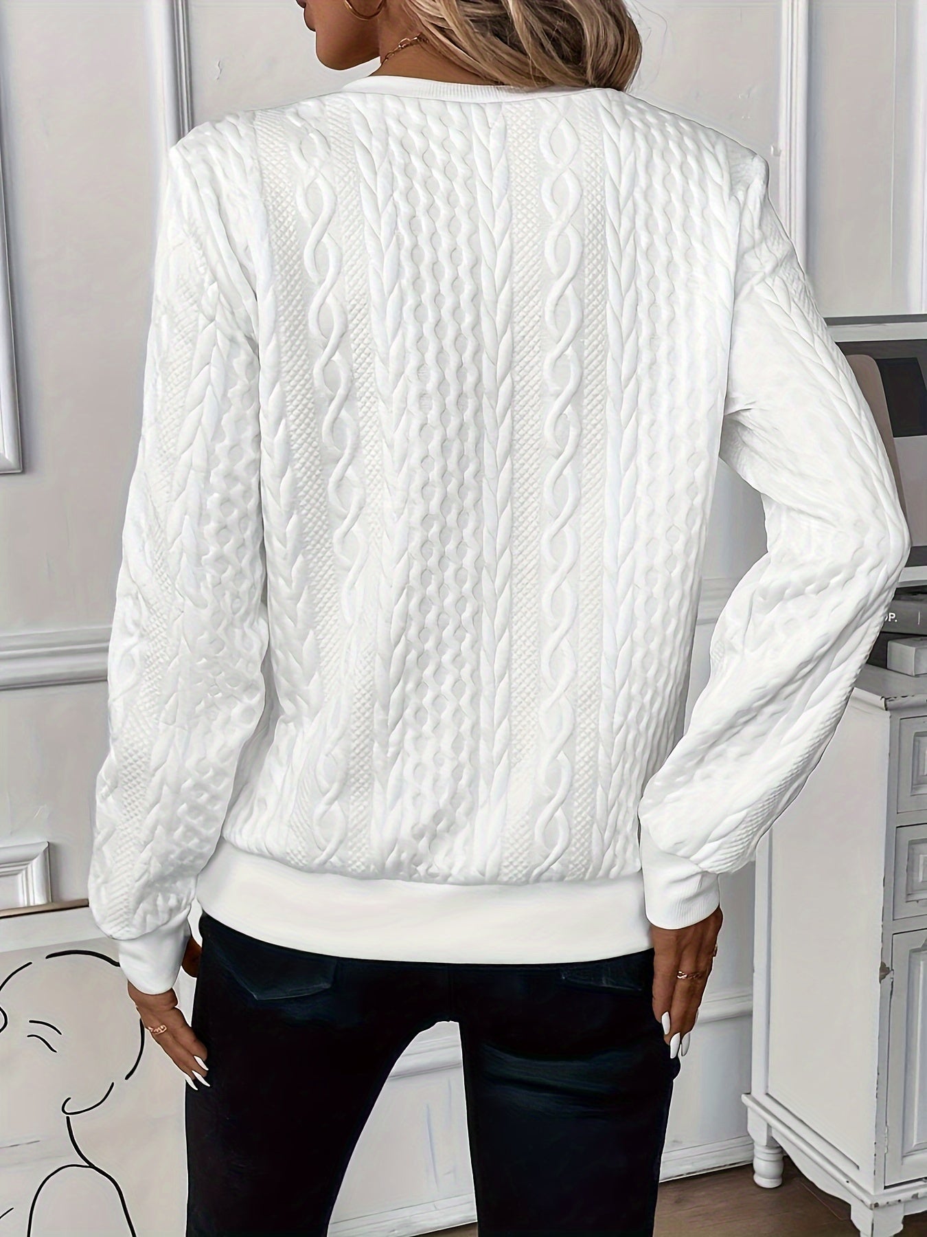 Elodie Cable Knit Zip Sweater – Soft Knit Relaxed Fit Casual Layering Top