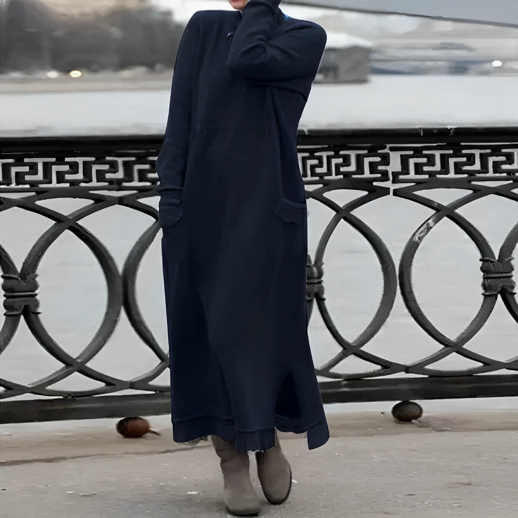 Elena Women's Winter Dress – Cozy Knit with Slimming Waistline