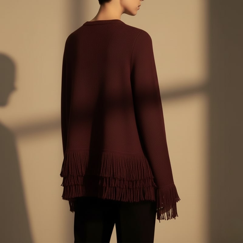 Carina Women's Fringe Style Knit Cardigan – Structured Silhouette