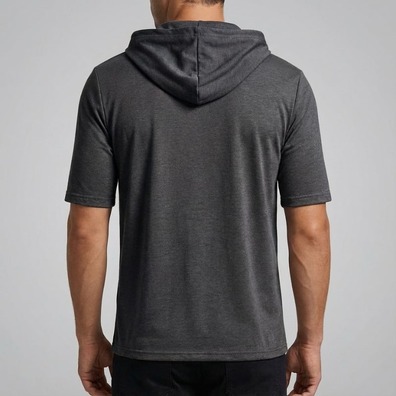 Ameer Men's Hooded Shirt – Stretch-Knit Cotton with Unique Asymmetrical Hem