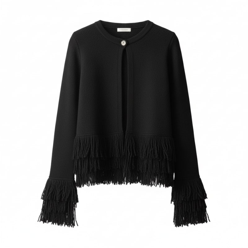 Carina Women's Fringe Style Knit Cardigan – Structured Silhouette