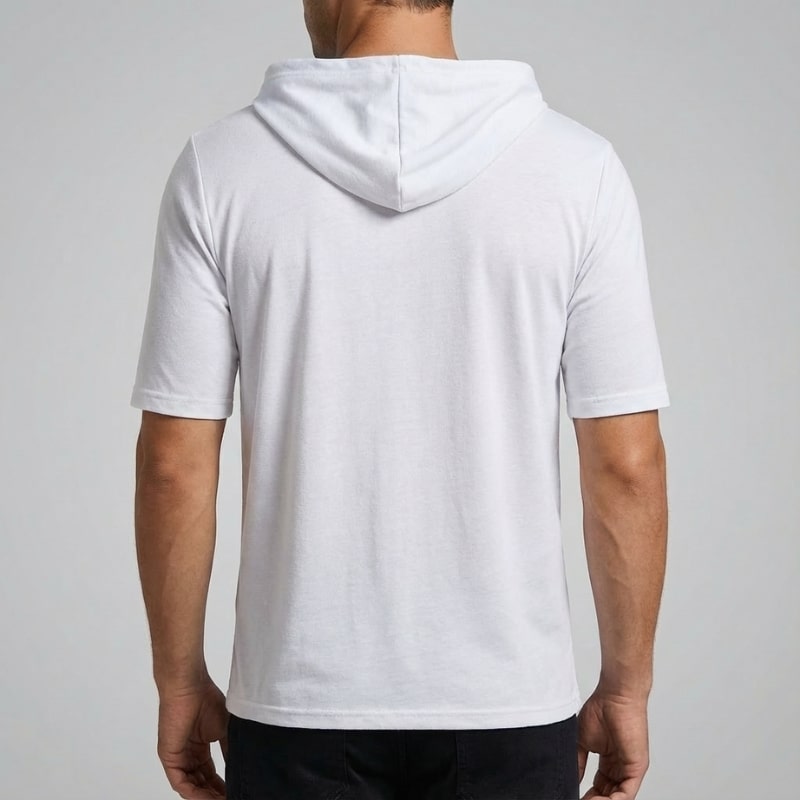 Ameer Men's Hooded Shirt – Stretch-Knit Cotton with Unique Asymmetrical Hem