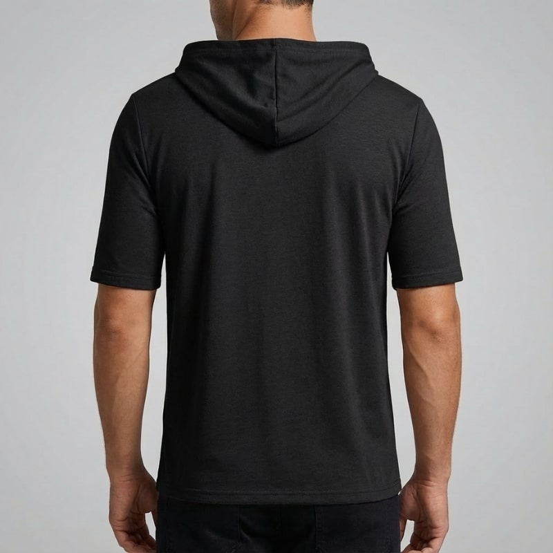 Ameer Men's Hooded Shirt – Stretch-Knit Cotton with Unique Asymmetrical Hem