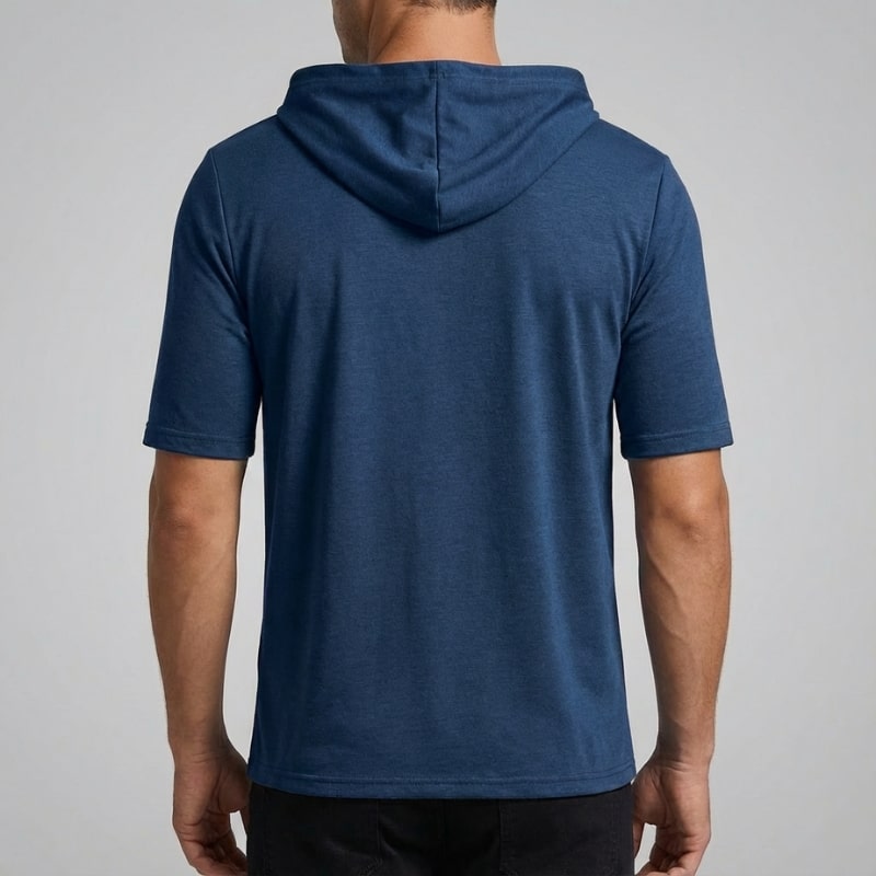 Ameer Men's Hooded Shirt – Stretch-Knit Cotton with Unique Asymmetrical Hem