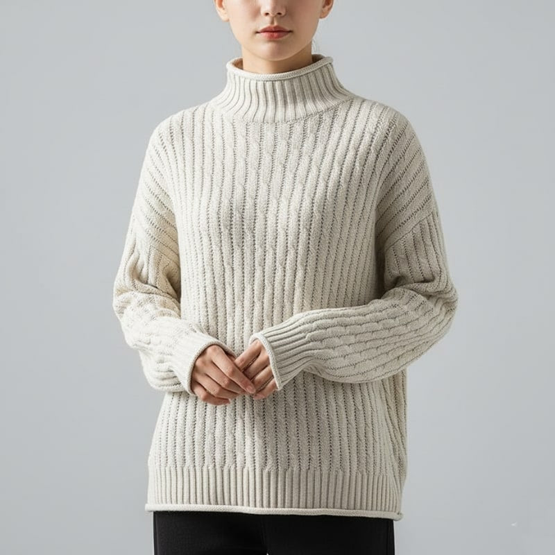 Eleine Women's Cashmere Pullover – Cozy Drop-Shoulder Knit Sweater