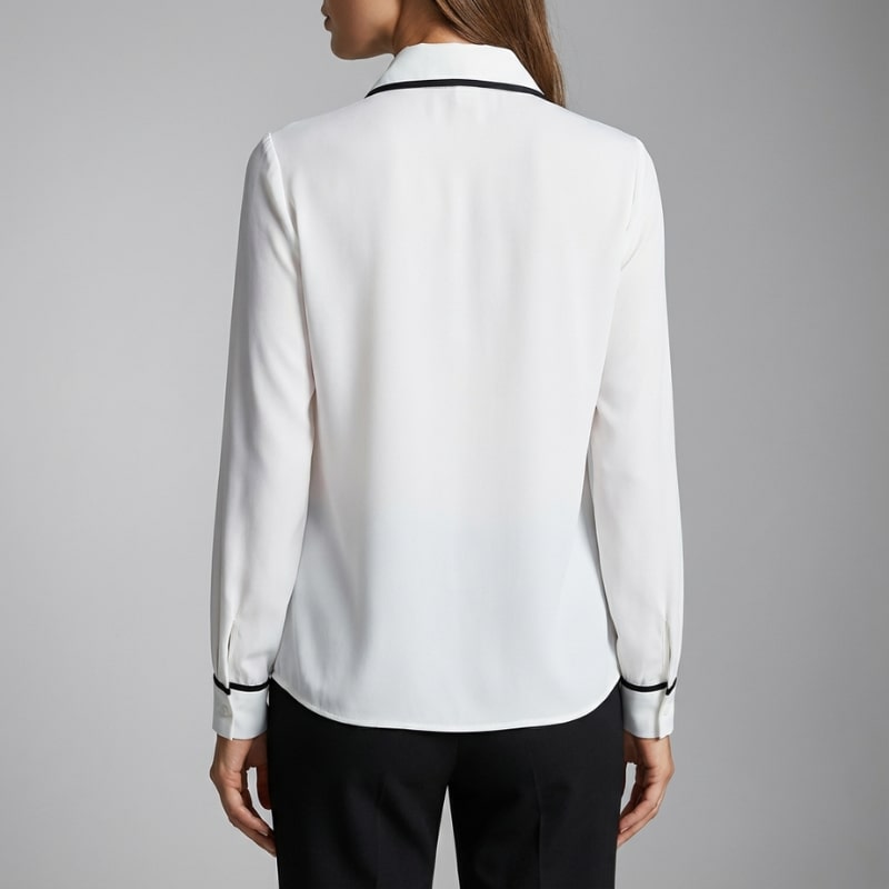 Emery Women's Cotton-Blend Button-Down Blouse with Contrast Tie and Structured Collar