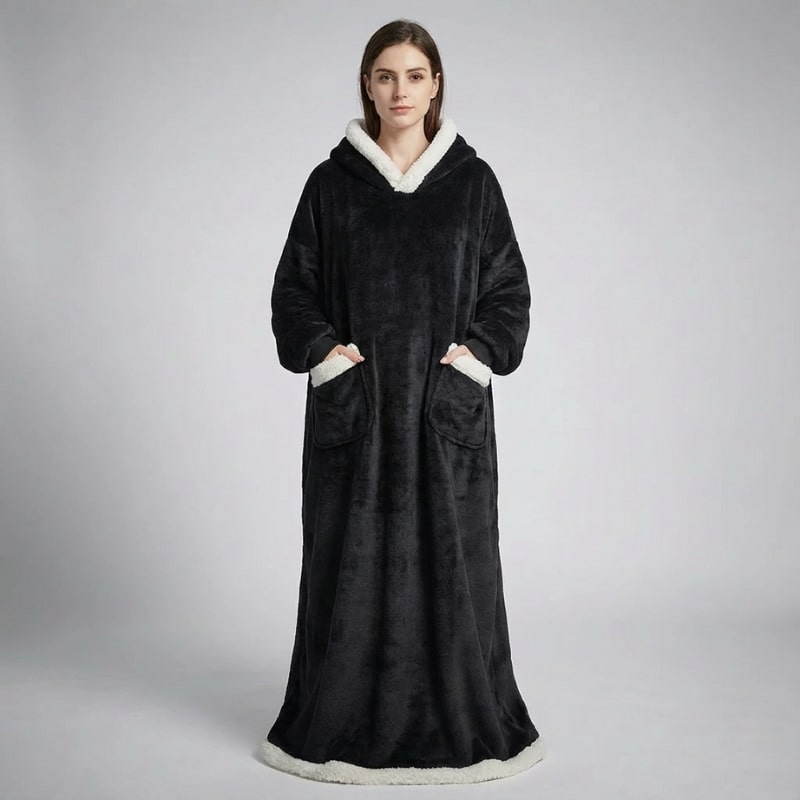Giselle Women's Plush Hooded Robe – Full-Length Soft and Cozy Loungewear