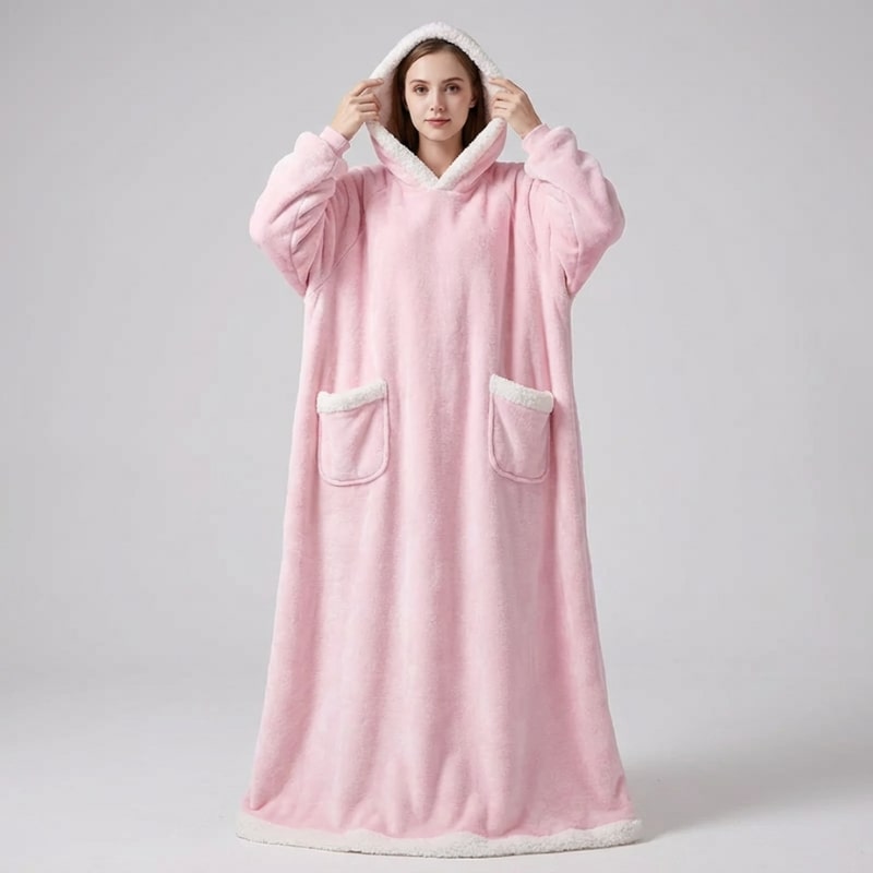 Giselle Women's Plush Hooded Robe – Full-Length Soft and Cozy Loungewear