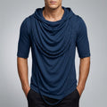 Ameer Men's Hooded Shirt – Stretch-Knit Cotton with Unique Asymmetrical Hem