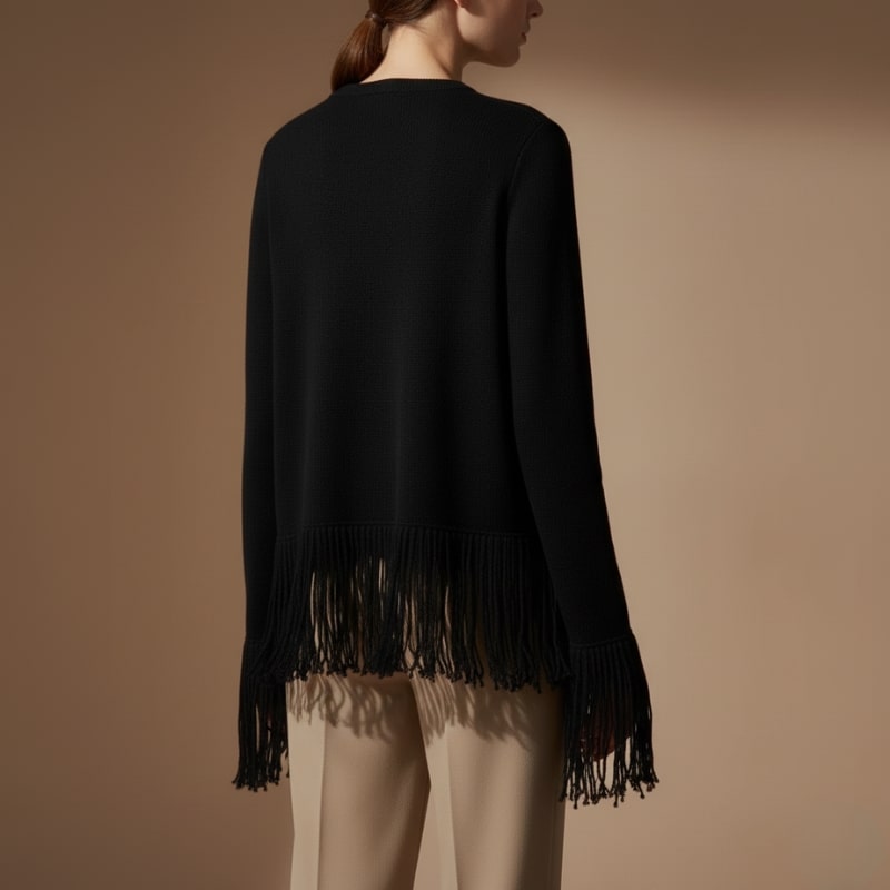 Carina Women's Fringe Style Knit Cardigan – Structured Silhouette