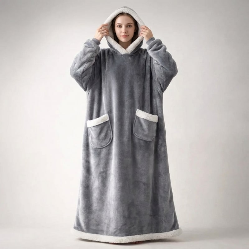 Giselle Women's Plush Hooded Robe – Full-Length Soft and Cozy Loungewear