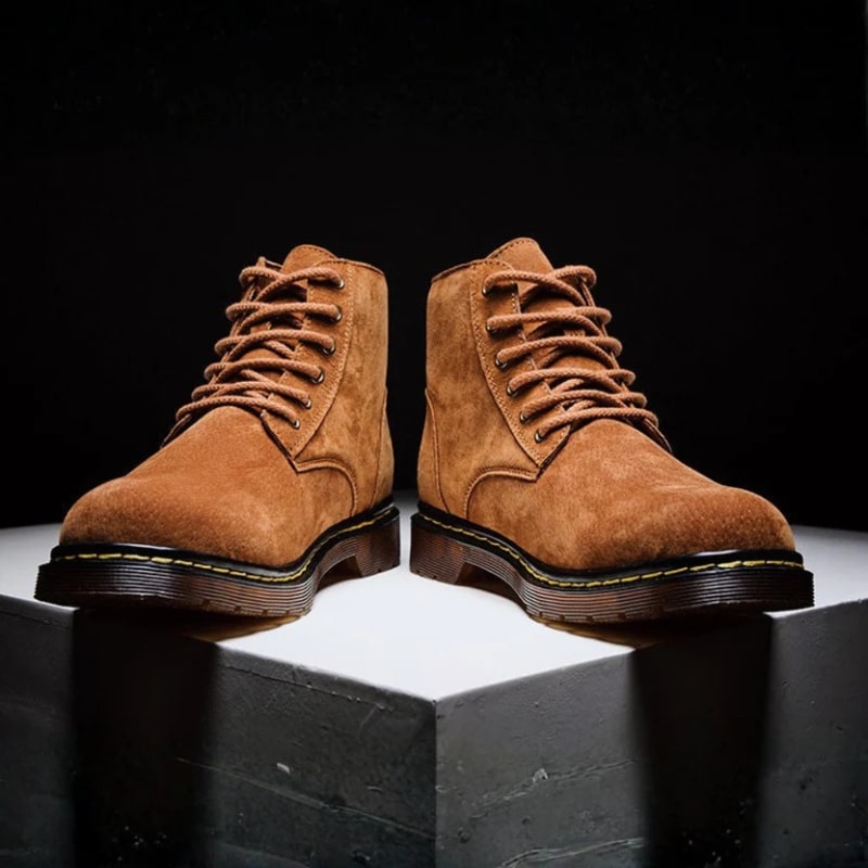Bennetton Men's Lace-Up Suede Boots with Cushioned Insole & Durable Outsole