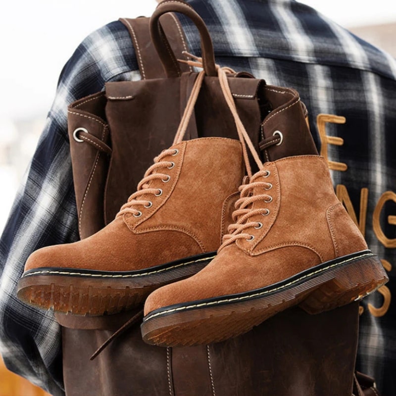 Bennetton Men's Lace-Up Suede Boots with Cushioned Insole & Durable Outsole