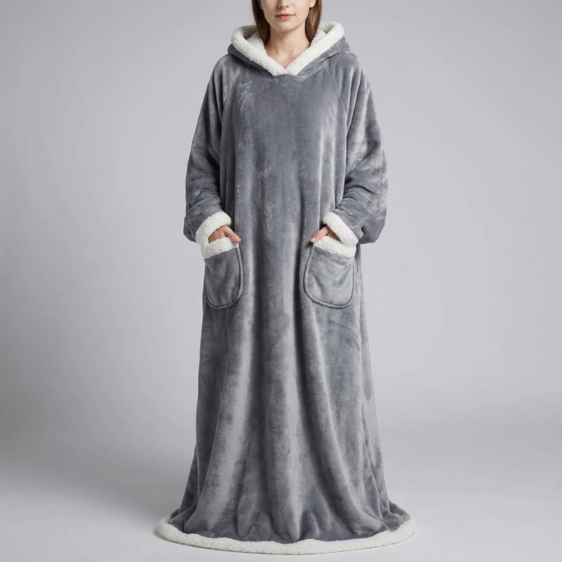 Giselle Women's Plush Hooded Robe – Full-Length Soft and Cozy Loungewear