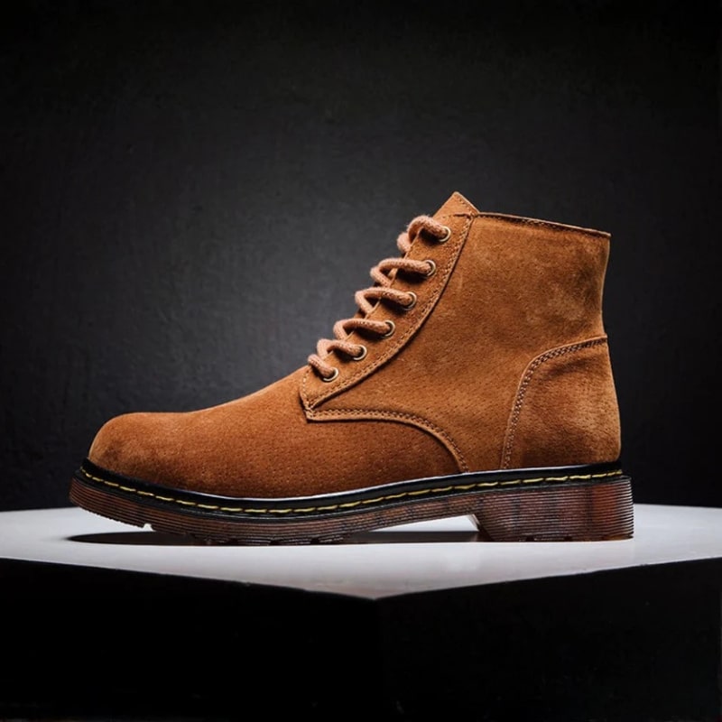 Bennetton Men's Lace-Up Suede Boots with Cushioned Insole & Durable Outsole