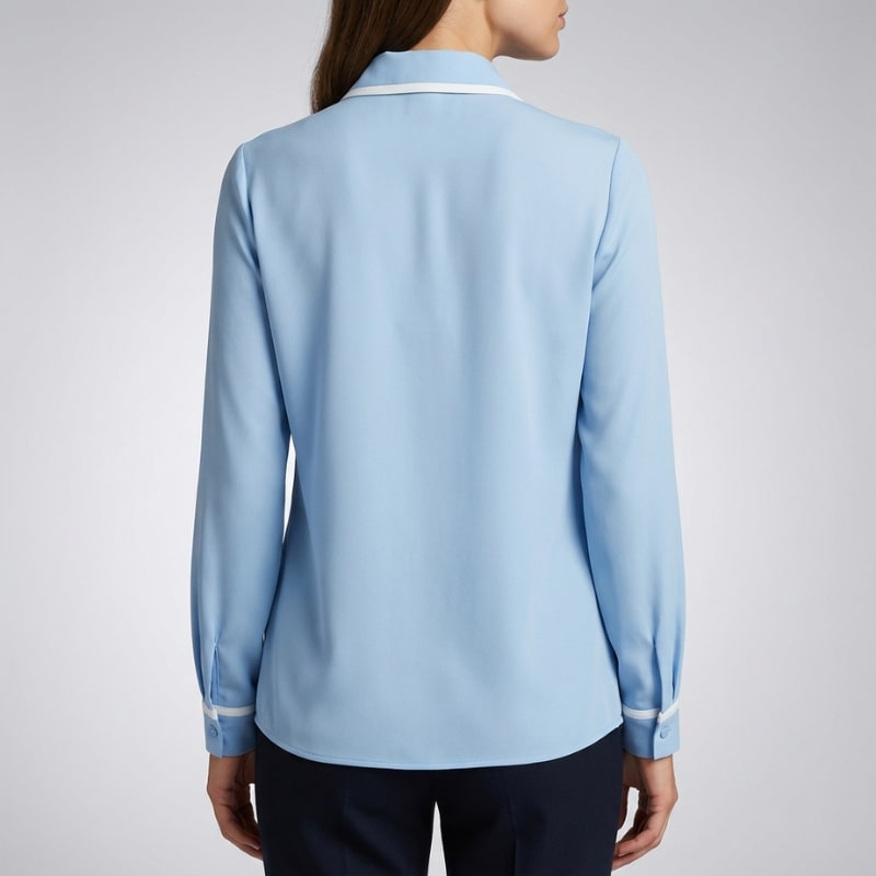Emery Women's Cotton-Blend Button-Down Blouse with Contrast Tie and Structured Collar