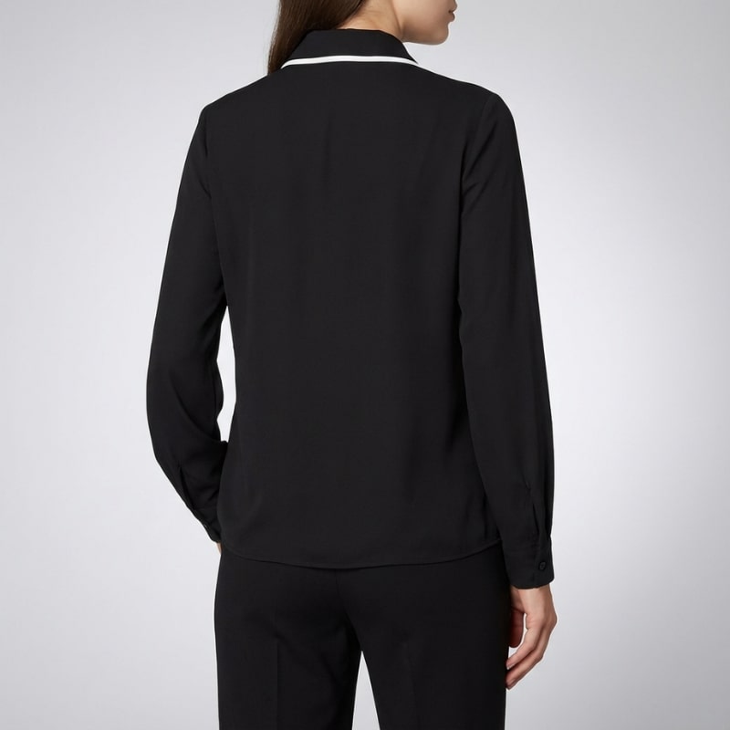 Emery Women's Cotton-Blend Button-Down Blouse with Contrast Tie and Structured Collar