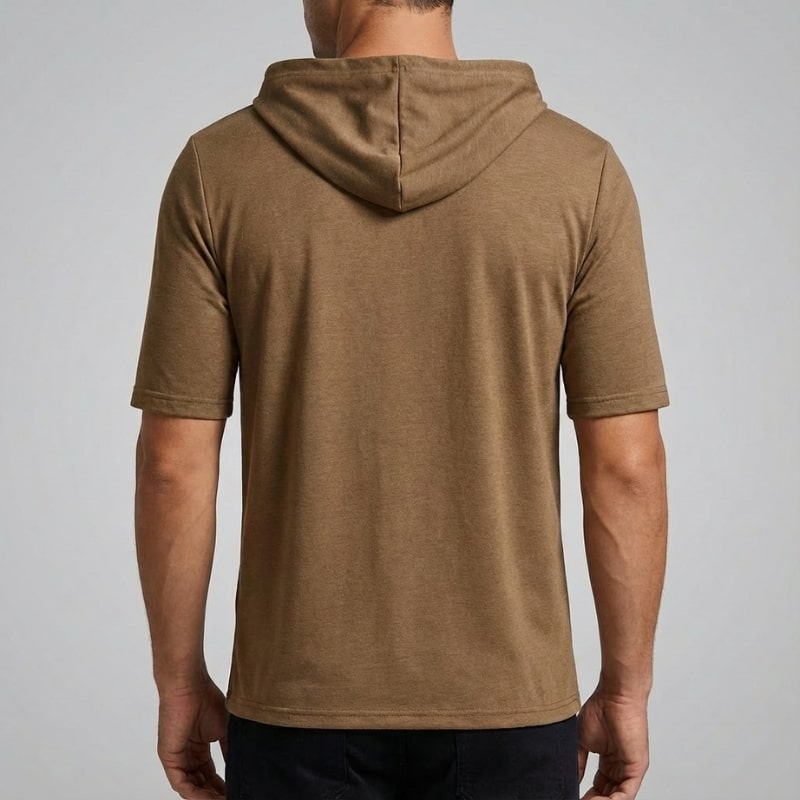 Ameer Men's Hooded Shirt – Stretch-Knit Cotton with Unique Asymmetrical Hem