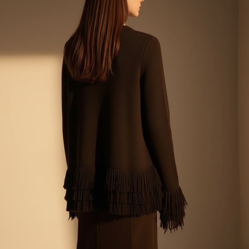 Carina Women's Fringe Style Knit Cardigan – Structured Silhouette