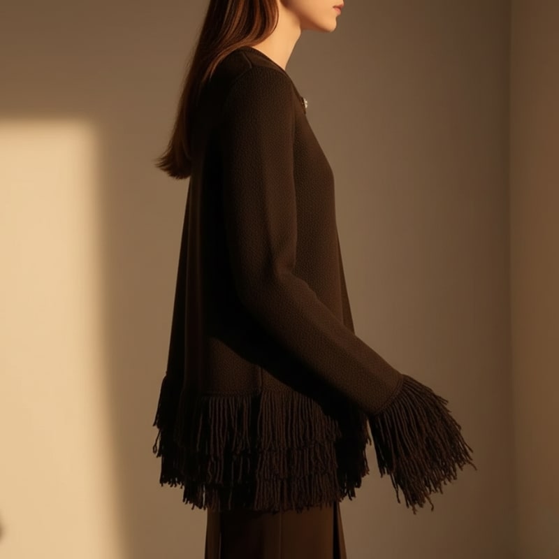 Carina Women's Fringe Style Knit Cardigan – Structured Silhouette