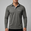 Darian Men's Slim Fit Long Sleeve Polo with Checked Collar Details