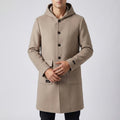 Cambridge Men's Wool Overcoat with Hood – Knee-Length Design and Removable Lining