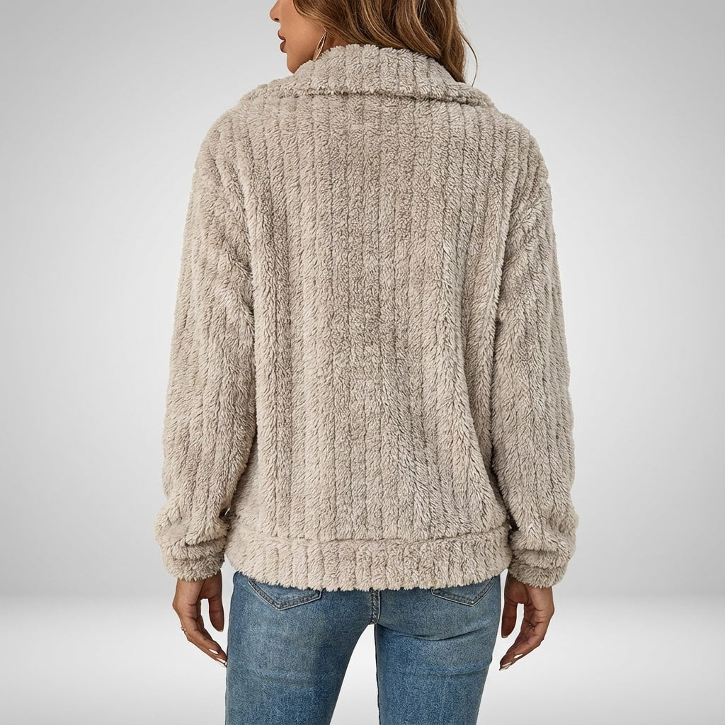 Harlyn Women's Elegant Faux Fur Jacket – Plush Winter Layering Outerwear