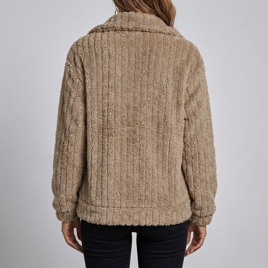 Harlyn Women's Elegant Faux Fur Jacket – Plush Winter Layering Outerwear