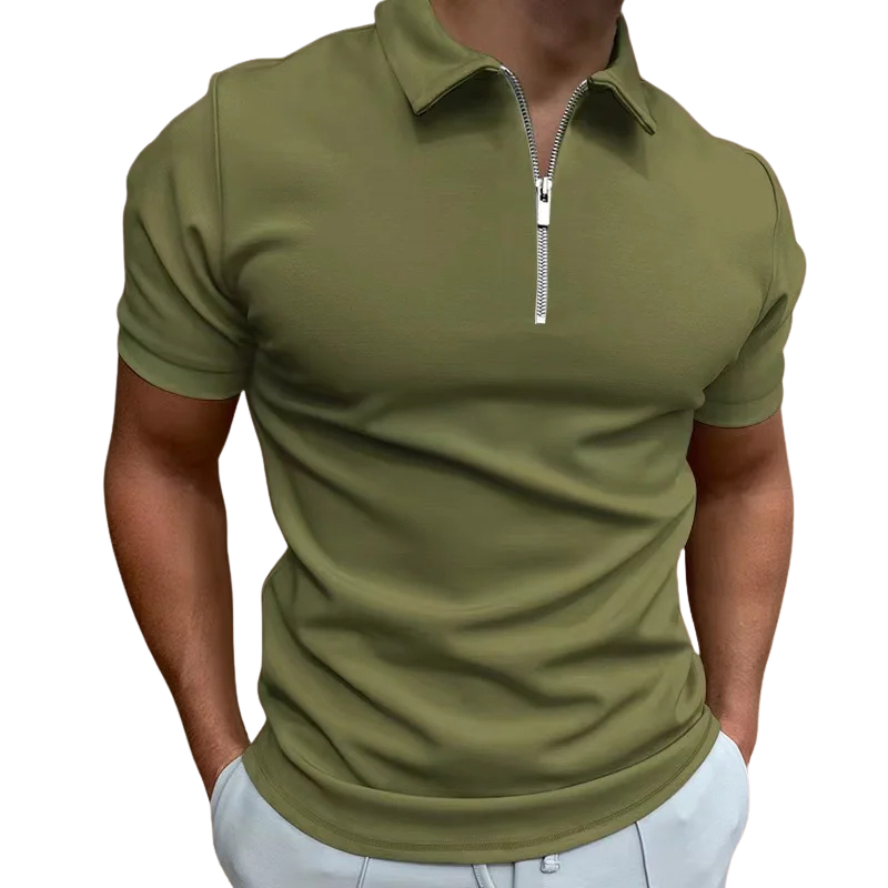 Dario Slim-Fit Knit Polo with Contemporary Mid-Zip Design