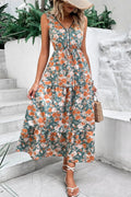 Noemie Floral Tie Waist Sleeveless Midi Dress Lightweight Summer Wear