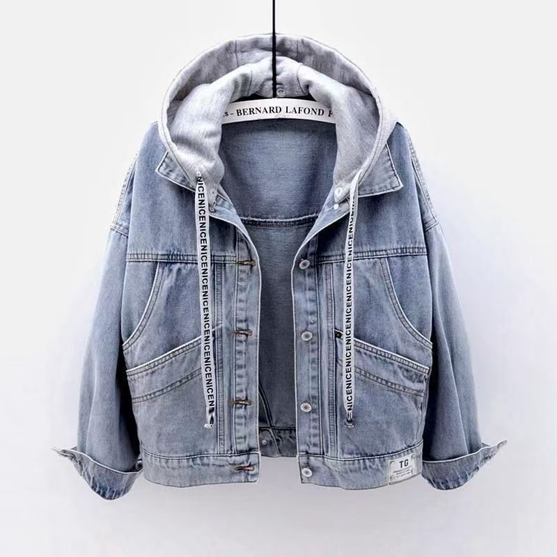 Bianca Women's Hooded Denim Jacket – Organic Cotton with Urban Patchwork Design