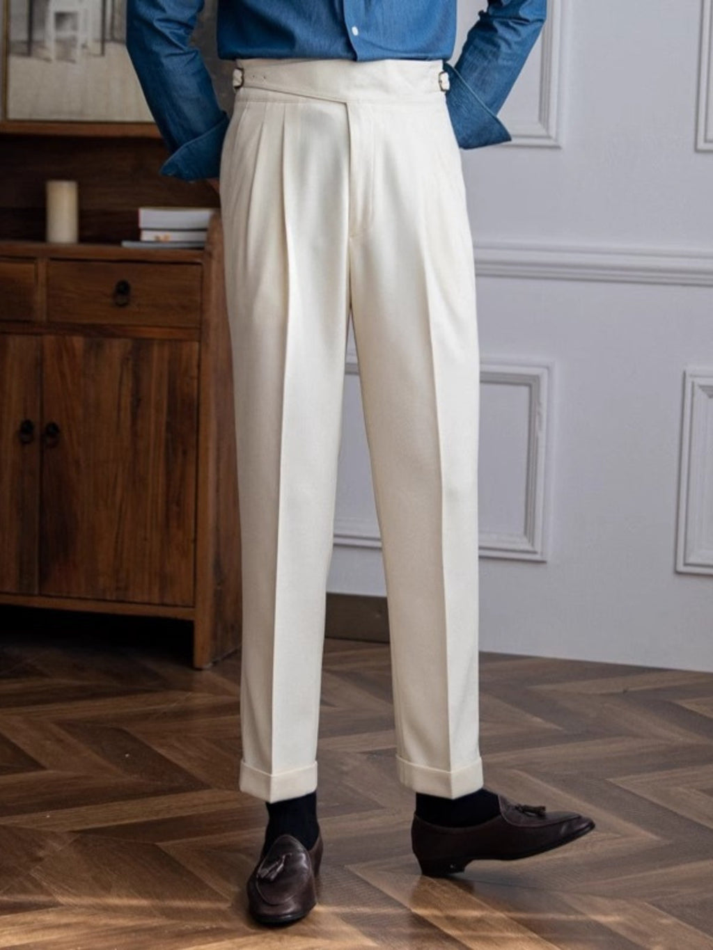 Boston Slim Fit Trousers – Chic Polyester Blend for Easy Elegance