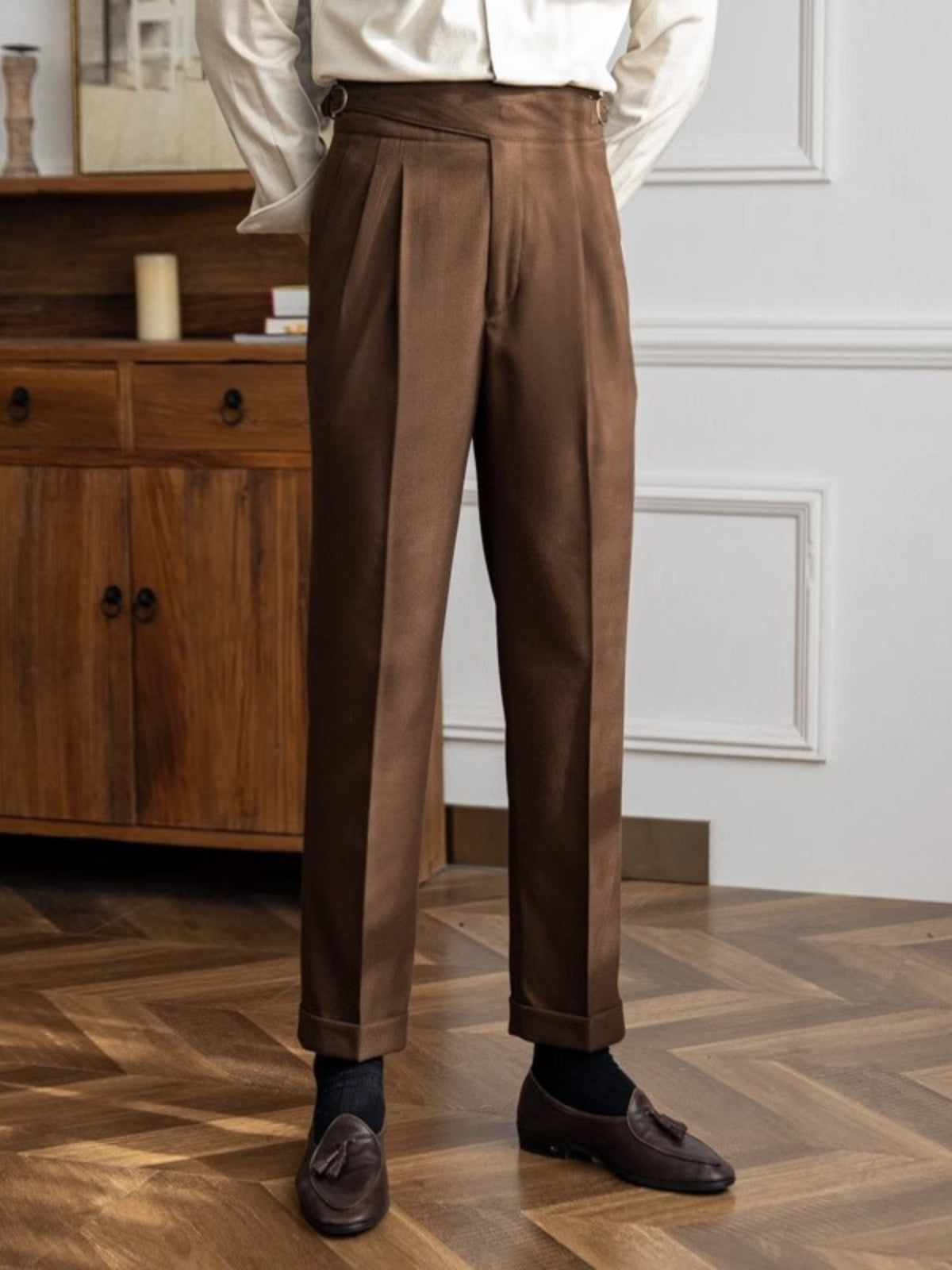 Boston Slim Fit Trousers – Chic Polyester Blend for Easy Elegance
