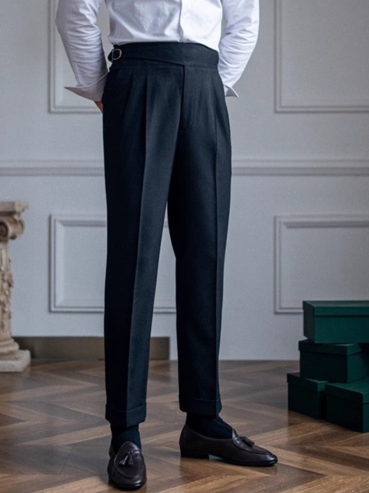 Boston Slim Fit Trousers – Chic Polyester Blend for Easy Elegance