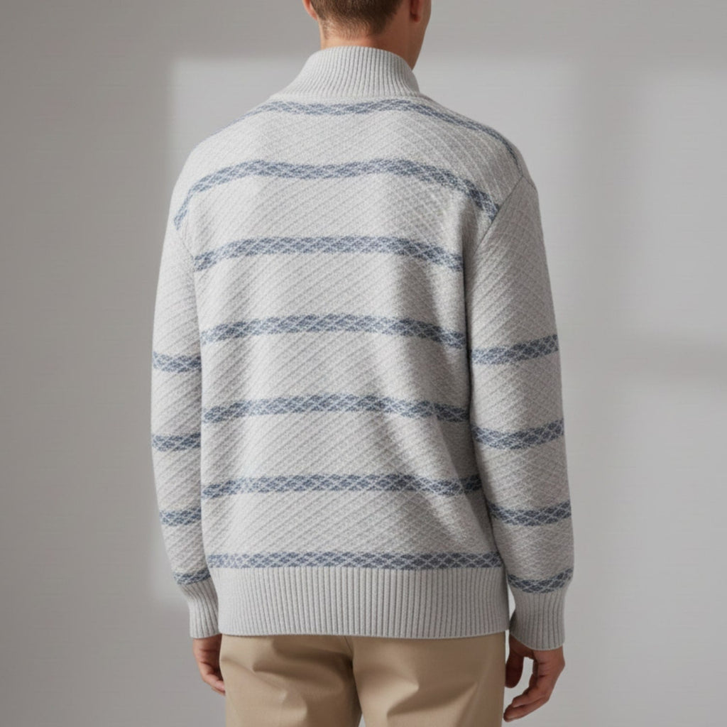 Craig Men's Textured Knit Zip-Up Cardigan with Stand Collar