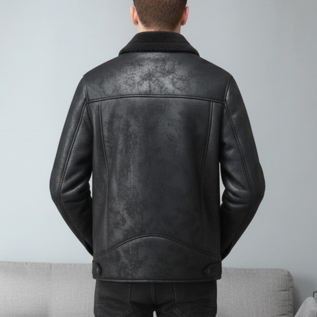 Harlan Men's Suede-Style Shearling Coat – Ultimate Winter Jacket for Extreme Cold