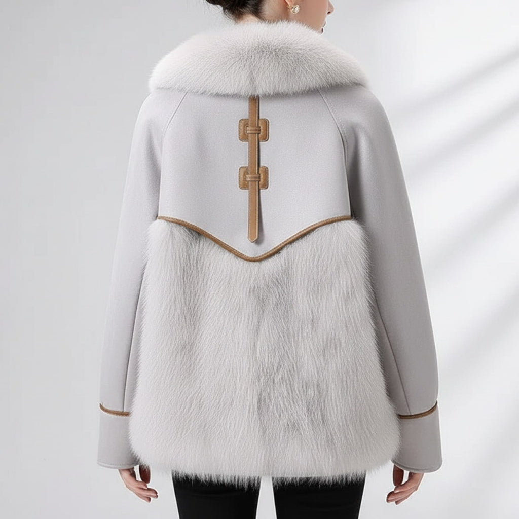 Almana Women's Luxurious Plush Fur Winter Coat with Toggle Closure