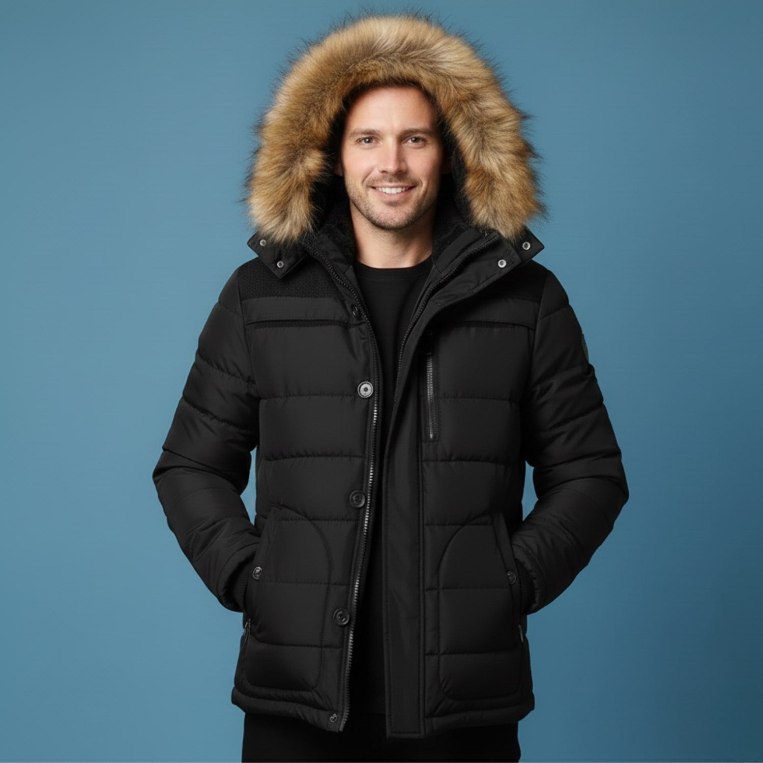 Harlan Men's Winter Coat – Hooded Jacket with Thick Fleece Lining and Cotton Shell